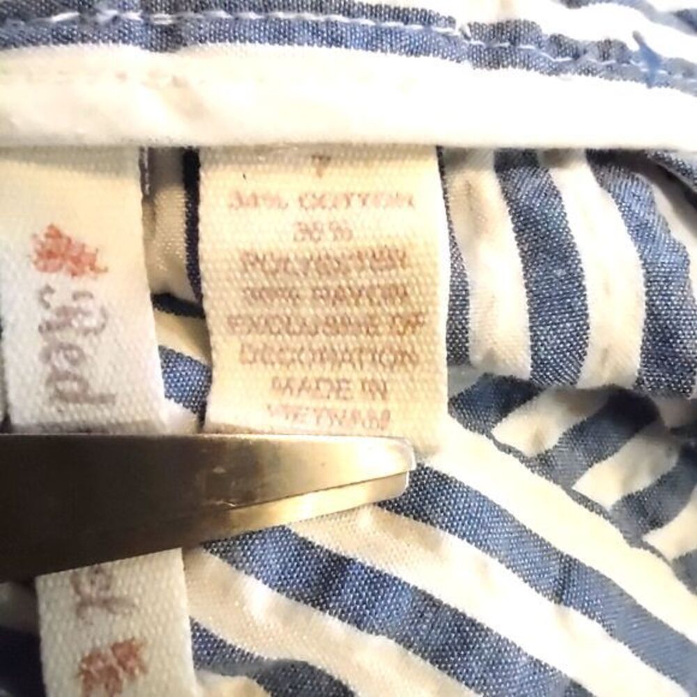 Red Camel Blue Striped Seersucker A-Line Mini Skirt Juniors Size 7 - Picture 4 of 5